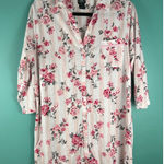 Laura Ashley Women's Pajamas XL White Pink Floral Striped Nightshirt Photo 0