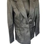 Newport News Vtg y2k Leather Blazer Jacket Sz 6 Euro Fitted Career Office Black Photo 1