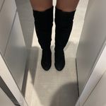 Women size 6 Black over the knee boots zipper on the inside soft suede alike Photo 2