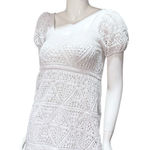 ZARA  White boho Crochet mini Dress with Puff Sleeves Medium Photo 0