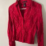 BCIH (Best Chick in Heels) Red Fitted Long Sleeve Button Down Shirt Size Medium Photo 0