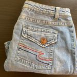 L.A. Blues Denim Skirt Stretch Pockets Light Wash Mini Skirt Embroidered Retro Photo 8