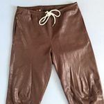 SPRWMN Leather Dark Chocolate Brown Leather Jogger Sweatpants Photo 4