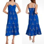 Betsey Johnson ♨️ Floral Sweetheart-Bustier Embroidered Tiered Midi Dress Blue~2🧡 Photo 1