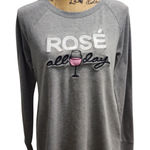 Blue Blush Blush Rose All‎ Day Graphic Sweatshirt Pullover Long Sleeve Top Medium Photo 0