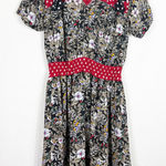 Vintage Diane Freis Floral Polka Dot Midi Dress Maximalist Lightweight Ruffle Black Size M Photo 1