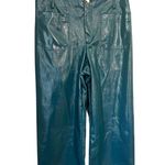 Maeve Anthropologie Colette Faux Leather Blue Cropped Wide-Leg Pants Size 30 Photo 1