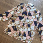 Petite Sophisticate Silk vintage button up chain print 90s blue pink gold boho preppy classic Photo 0