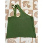 Bright Green Ribbed Stretchy Asymmetrical Strap Tank Top S/M Photo 0