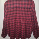 Knox Rose  Button Front Long Sleeve Smocked Top Red Plaid High Low Hem Rayon XL Photo 8