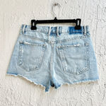 ZARA High Rise Ripped Cut Off Shorts Light Wash Denim Blue Women's Size US 8 Photo 2