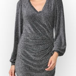 Maven West  Date Night Silver Metallic Shirred Dress W1940 Sz S Photo 0