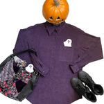 Bill Blass Vtg 90s jeans purple button down long sleeve top Photo 8