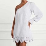 Hill House Mila One Shoulder Mini Dress White Linen Size Medium Photo 9