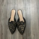 Who What Wear Black and Gold Leaf Pattern Mules Photo 4