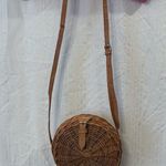 Circular Woven Crossbody Basket Bag Brown Photo 0