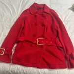 Etcetera  Vibrant Red Double-Breasted Pea Coat Photo 0