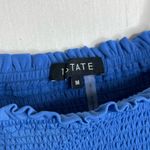 1. State NWT Tie Shoulder Smocked Peplum Top (Harbor Waves) - Medium Photo 5