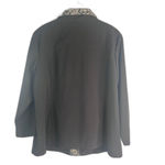 Chico's Zenergy Black Full Zip Floral Contrast Lightweight Jacket Size 3/LG Photo 1