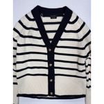Massimo Dutti Striped Navy Cream Cotton gold Button Cardigan Sweater Women Sz SM Photo 10