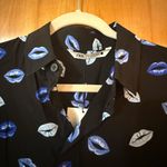 ZARA  Blue Lips Viscose Button Up Shirt Top Blouse All-Over Print NWT Size Small Photo 7