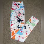 NWOT Splattered Paint White and Colorful Activewear Leggings Photo 2