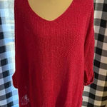 She & Sky  Vibrant Pink V-Neck Sweater Photo 0
