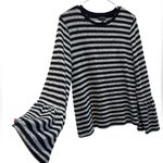 Lucky Brand soft Black and Gray Striped Sweater Photo 6