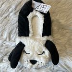 The Comfy Fuzzy Bubba Puppy Dog Slippers Black White Womens New Photo 1