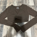 Garage  Crop Top Long Sleeve Ribbed brown  Photo 0