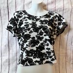 Marilyn Monroe Black & White Floral Top Size Med  Short Sleeve Oversized Photo 0