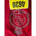 Lauren Ralph Lauren Dress Red Long Sleeve Rhinestone Embellished Crown Logo Size M Photo 8