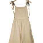 ASOS‎ DESIGN Wide Leg Tie Strap Jumpsuit Tall Beige Cotton Women's Size 0 Tan Photo 2