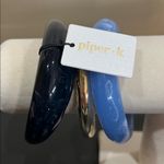 Piper  K | Bangle Set (3) ~ Gold & Marbled Navy and Sky Blue Photo 1