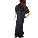 1990s VTG Dani Max Black &‎ White Polka Dot Rockabilly Maxi Dress w Ruffle Sz 14 Photo 2