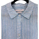 Foxcroft Harley Linen Blue White Striped 3/4 Sleeve Button Down Shirt Size 16W Photo 6