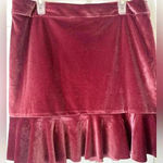 Dress Forum Holiday party velour mini skirt with ruffle hem, maroon, size medium Photo 2