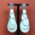NEW Party Time! Turquoise Disc Drop & Rhinestone Dangly Earrings Funtastic1 Blue Photo 0