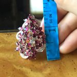 Natural Rhodolite Garnet Sterling Silver Cocktail Ring Size 7 Gold Photo 4
