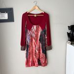 Save The Queen Dress Red Paisley Printed Long Sleeve Boho Mini Dress Size S Photo 1