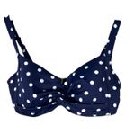 Lands' End  Underwire Navy Blue Polka Dot Bikini Top Swimsuit Bathing Suit  10 Photo 0