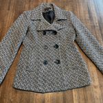 Jason Kole Black and White Wool Blend Peacoat Photo 0