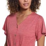 Weatherproof  Vintage Red V Neck Red Button Down Tie Front Blouse - Large - VGUC Photo 6