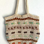 Vintage Capelli Straw Tote Bag Fish Beachy Coastal Ocean Vacation Boho Knit Tan Photo 0