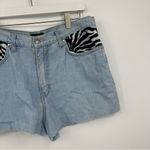 Xhilaration Vintage Y2K Denim Shorts Size 13 Zebra Print Raw Hem Photo 1