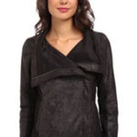 Calvin Klein Jeans CALVIN KLEIN | Black Faux Leather Waterfall Drape Front Moto Jacket, Size S Photo 0