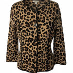 Jones New York Leopard Print Knit Cardigan Sweater Size Small S Button Down Photo 0