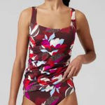 Athleta  Square Neck Bra Cup Tankini TOP Hero Bloom Decadent Chocolate 40 B/C Photo 0