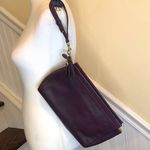 Coach Purple Plum Leather Oversized Wristlet Clutch With Tassels Photo 1