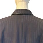 Tahari Arthur S. Levine Blazer Pin Black Striped SZ 14 Lined Contrasting Trim Photo 4
